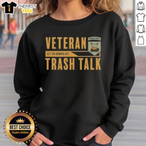 Alt Text: Top Veteran Trash Talk Get The Demons Out Sweatshirt featuring bold graphic design and comfortable fit for casual wear.