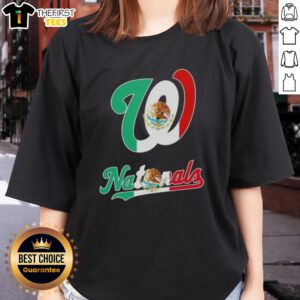 Washington Nationals baseball ladies tee featuring a Mexican flag design, perfect for fans celebrating their heritage.