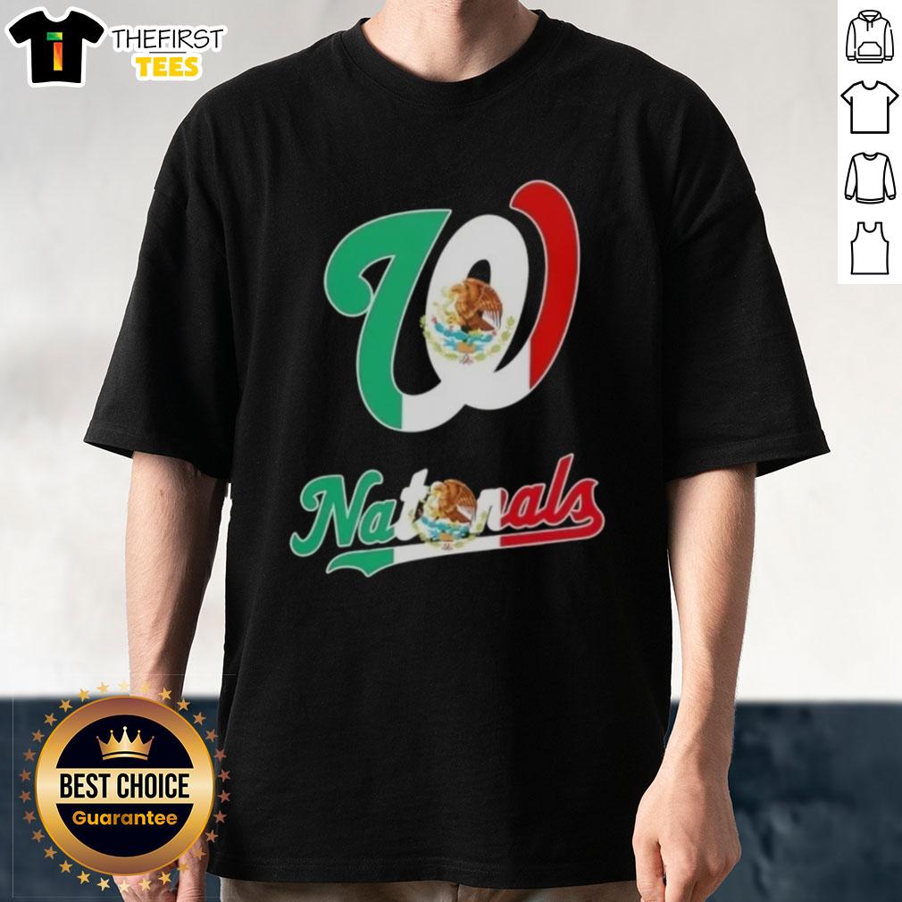 Top Washington Nationals Baseball X Mexican Flag T-Shirt featuring vibrant colors and team logo for fans and collectors.