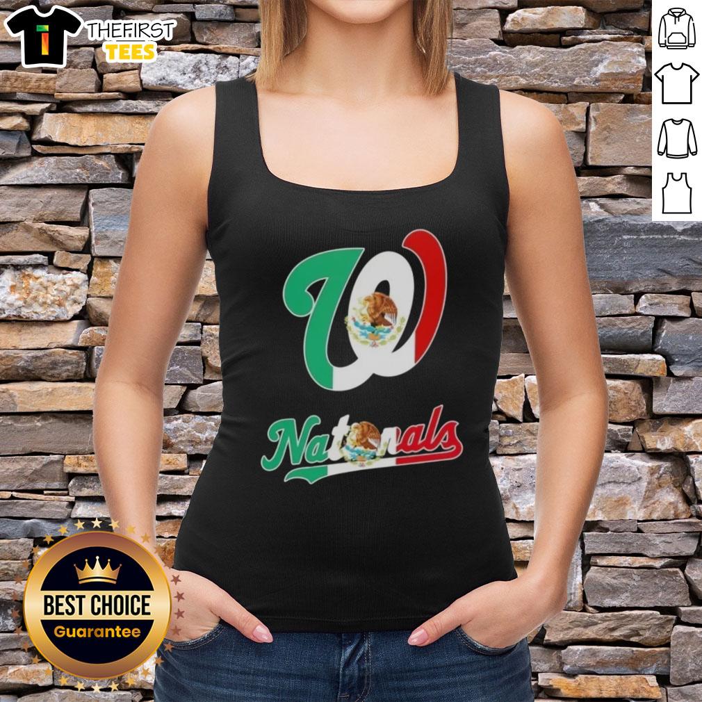 Top Washington Nationals baseball tank top featuring a vibrant Mexican flag design for fans.