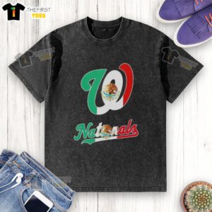 Alt Text: Top Washington Nationals Baseball x Mexican Flag washed t-shirt featuring vibrant colors and a stylish design.