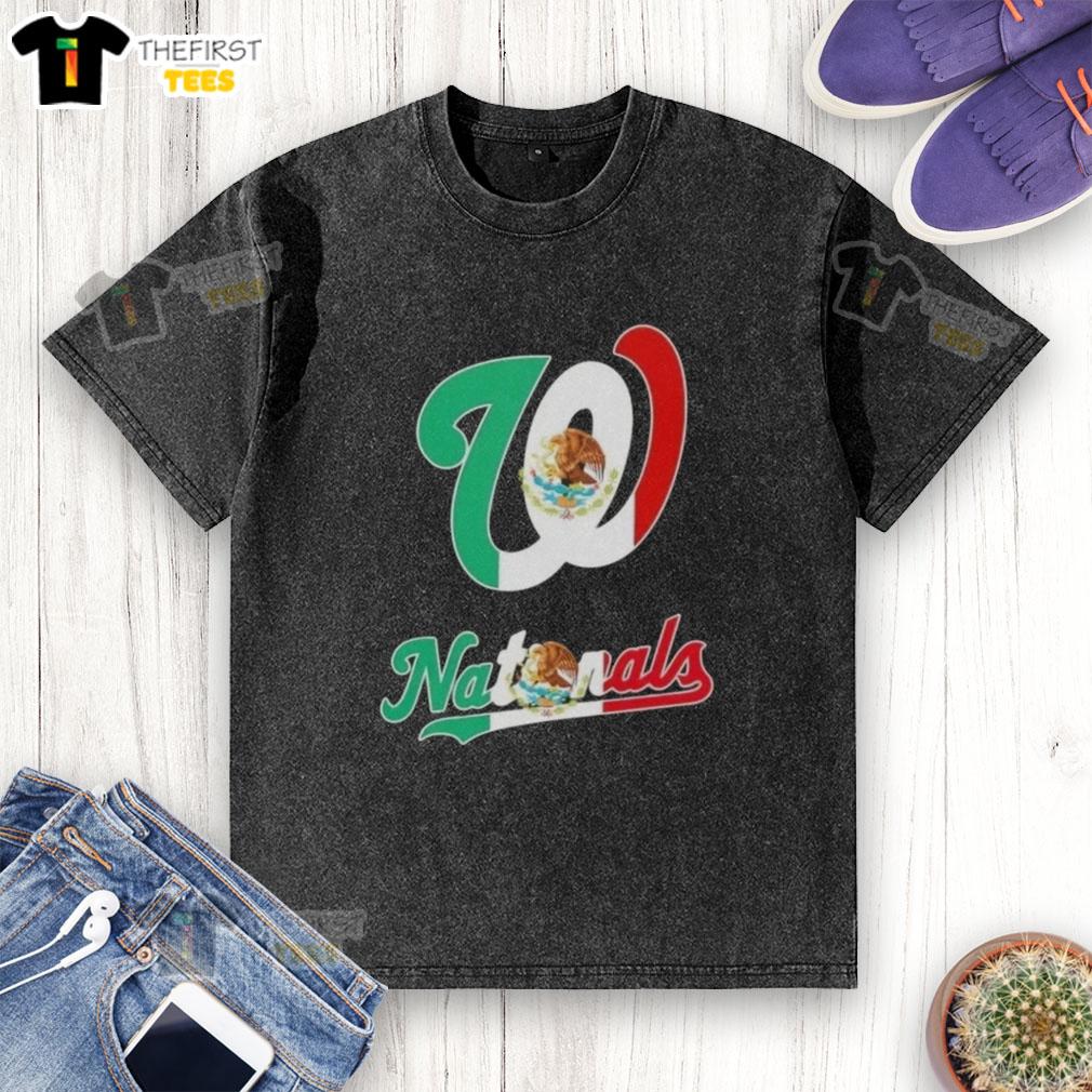 Alt Text: Top Washington Nationals Baseball x Mexican Flag washed t-shirt featuring vibrant colors and a stylish design.