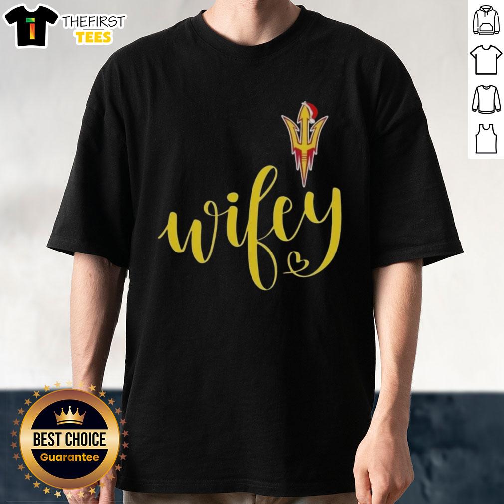 Top Wifey Arizona State Sun Devils Santa Hat Merry Christmas T-Shirt featuring festive designs perfect for holiday cheer.