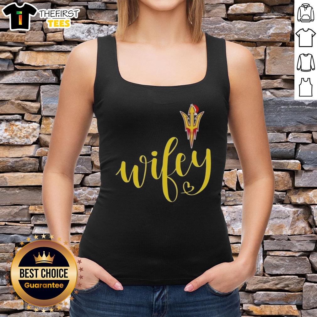 Top Wifey Arizona State Sun Devils Santa Hat Merry Christmas Tank Top for festive holiday celebrations and ASU fans.
