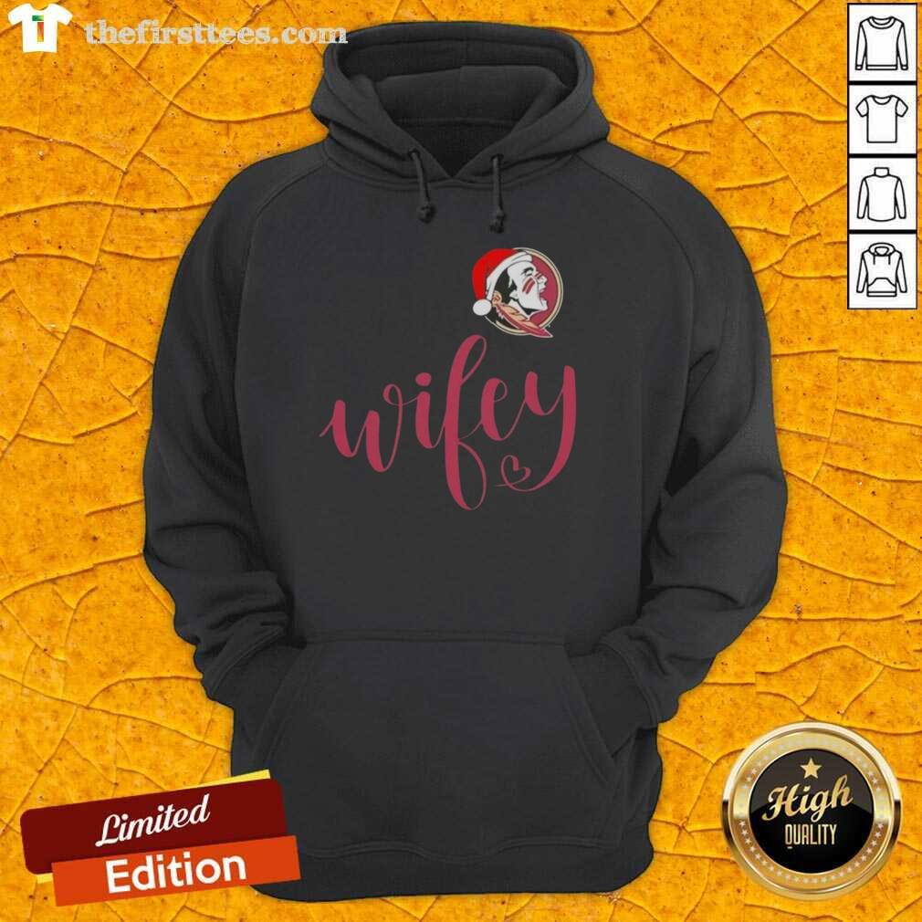 Top Wifey Florida State Seminoles Santa Hat Merry Christmas Hoodie for festive fans showcasing team spirit and holiday cheer.