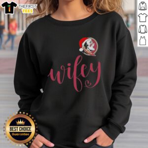 Top Wifey Florida State Seminoles Santa Hat Merry Christmas Sweatshirt for festive fans, perfect holiday attire.