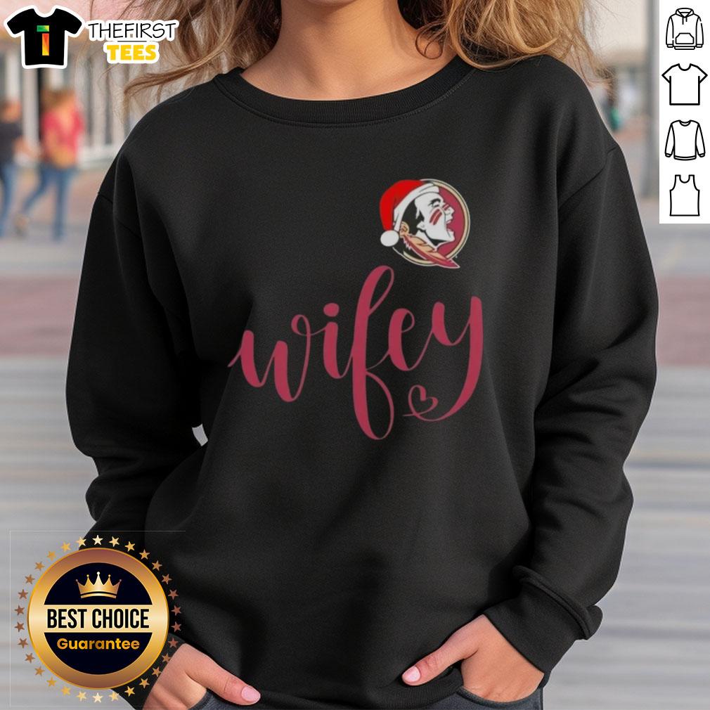 Top Wifey Florida State Seminoles Santa Hat Merry Christmas Sweatshirt for festive fans, perfect holiday attire.
