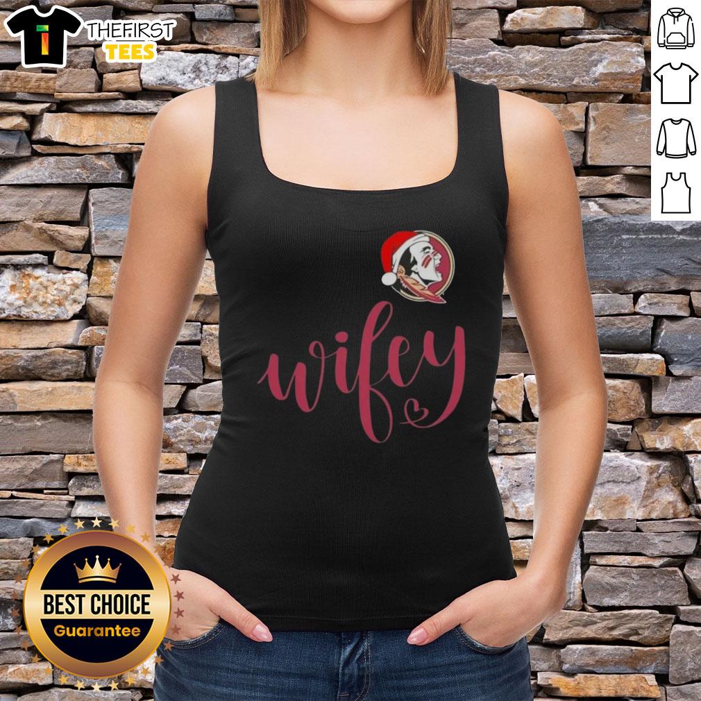 Top Wifey Florida State Seminoles Santa Hat Merry Christmas Tank Top for festive game day celebrations.