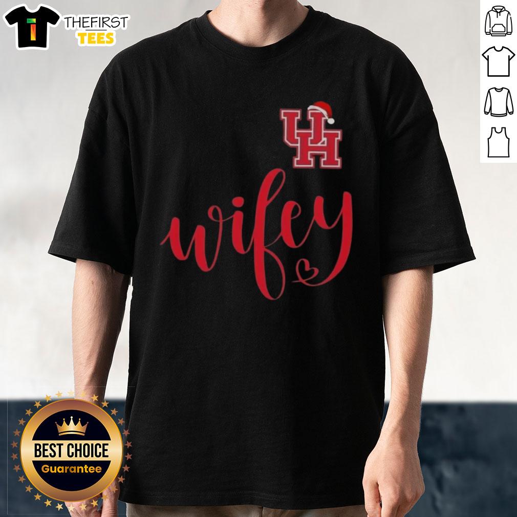 Top Wifey Houston Cougars Santa Hat Merry Christmas T-Shirt featuring festive design for holiday cheer and team spirit.