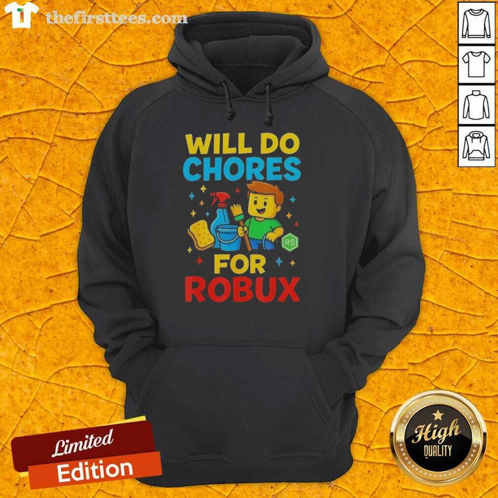 Top Will Do Chores For Robux Gamer Hoodie featuring a vibrant design, perfect for Roblox fans and gamers.