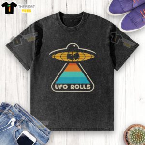 Retro washed T-shirt featuring the Wu-Tang Clan x UFO Rolls logo in vibrant colors, perfect for hip-hop fashion fans.