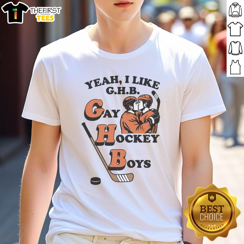 Top Yeah I Like G.H.B. Gay Hockey Boys T-Shirt featuring a colorful graphic design for LGBTQ+ hockey fans.