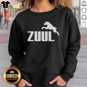 Top Zuul logo parody sweatshirt featuring a fun, colorful design inspired by classic pop culture.