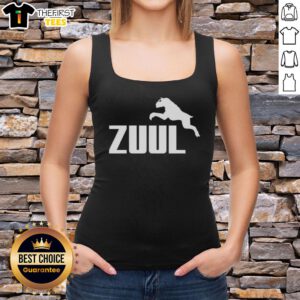 Top-Zuul logo parody tank top featuring a playful twist on the iconic design for fans of unique graphic apparel.