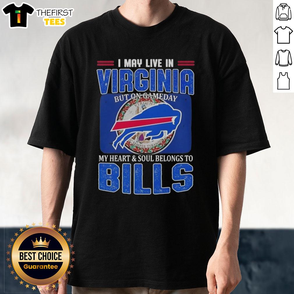Buffalo Bills football flag t-shirt showcasing team spirit for fans in Virginia on game day.