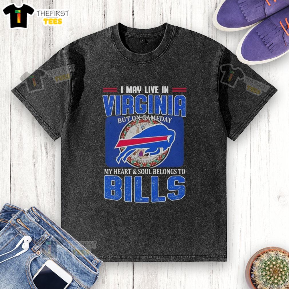 Buffalo Bills football flag washed t-shirt, showing team spirit for game day, perfect for fans living in Virginia.