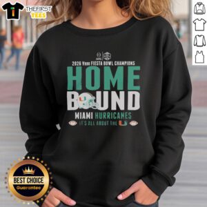 Alt Text: Miami Hurricanes 2026 Vrbo Fiesta Bowl Champions sweatshirt, showcasing team pride and victory spirit.