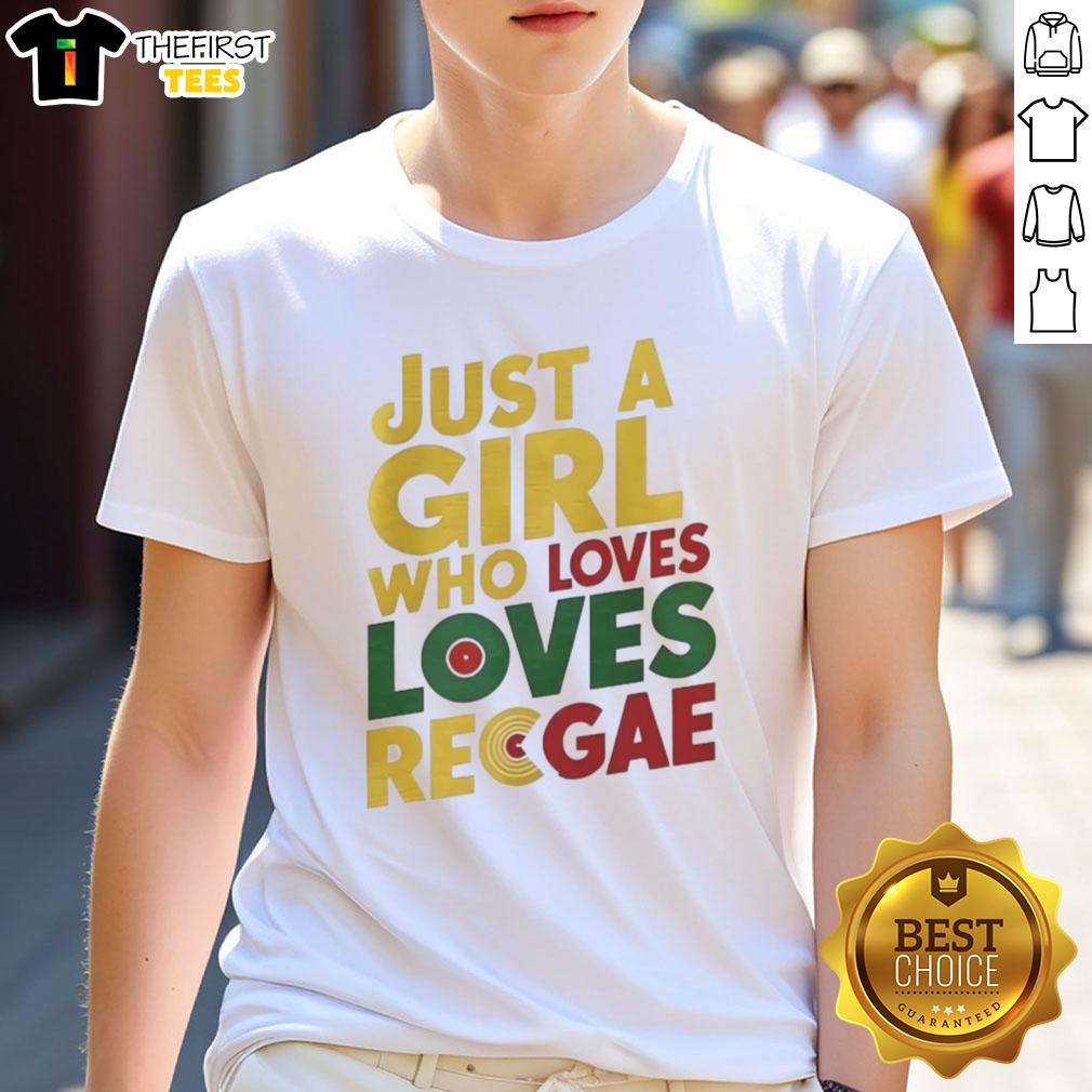 Alt Text: Awesome Just A Girl Who Loves Reggae T-Shirt featuring vibrant design and colors for reggae music fans.