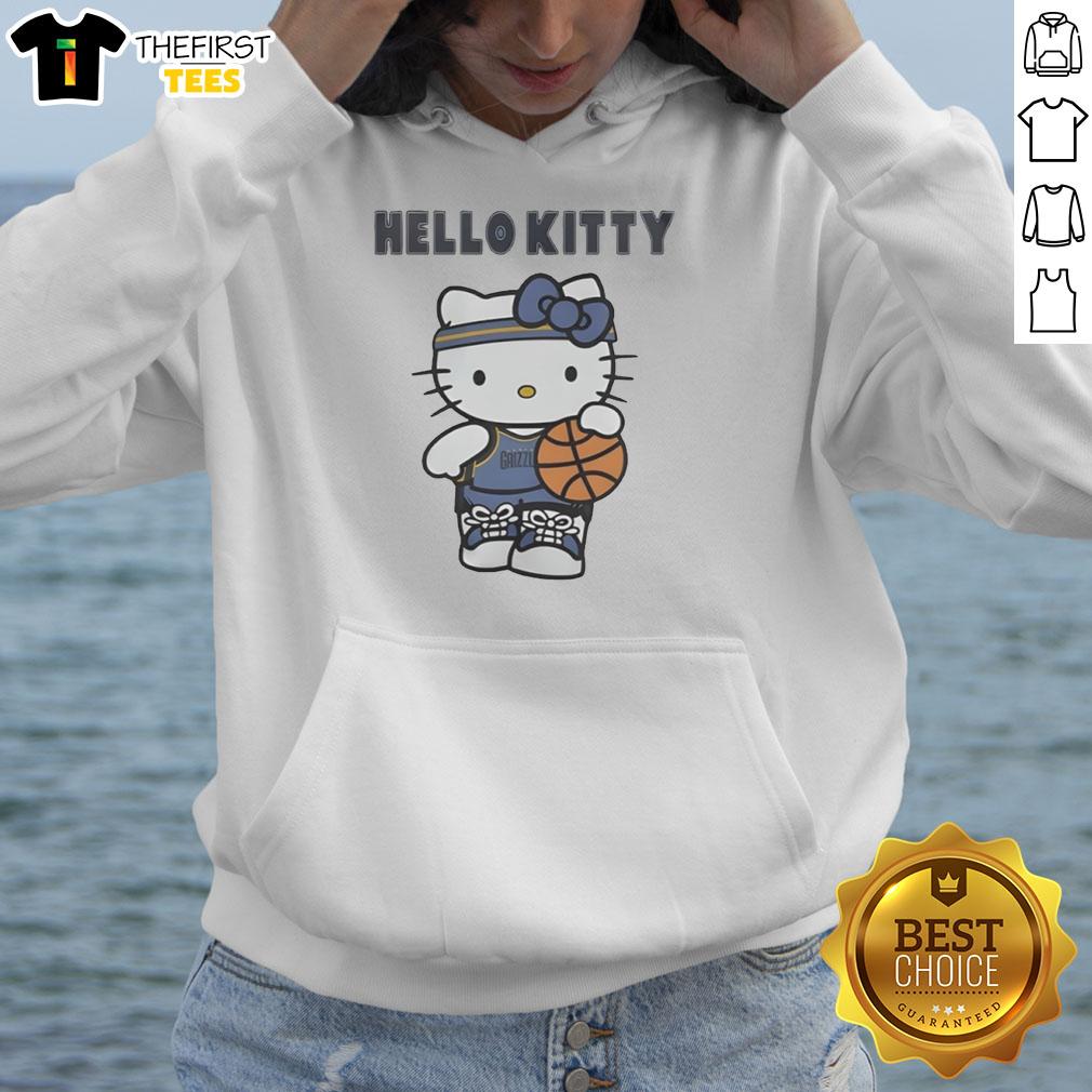 Alt Text: Adorable Memphis Grizzlies X Hello Kitty hoodie, featuring a playful design perfect for fans and fashion lovers.
