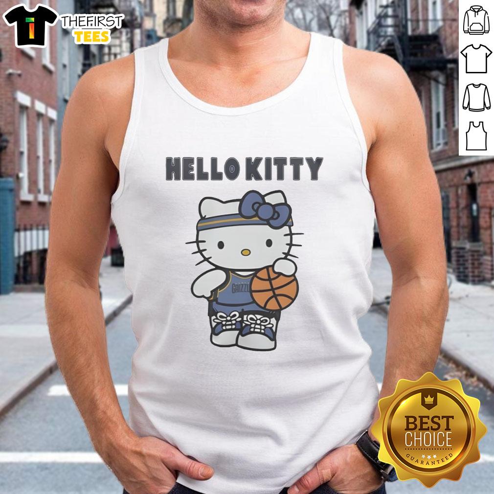 Adorable Memphis Grizzlies x Hello Kitty tank top featuring a cute design, perfect for fans and casual wear.
