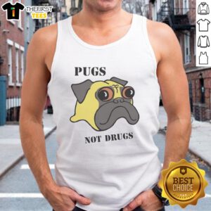 Funny Pugs Not Drugs Tank Top featuring playful pug graphics and a catchy slogan for dog lovers and humor enthusiasts.