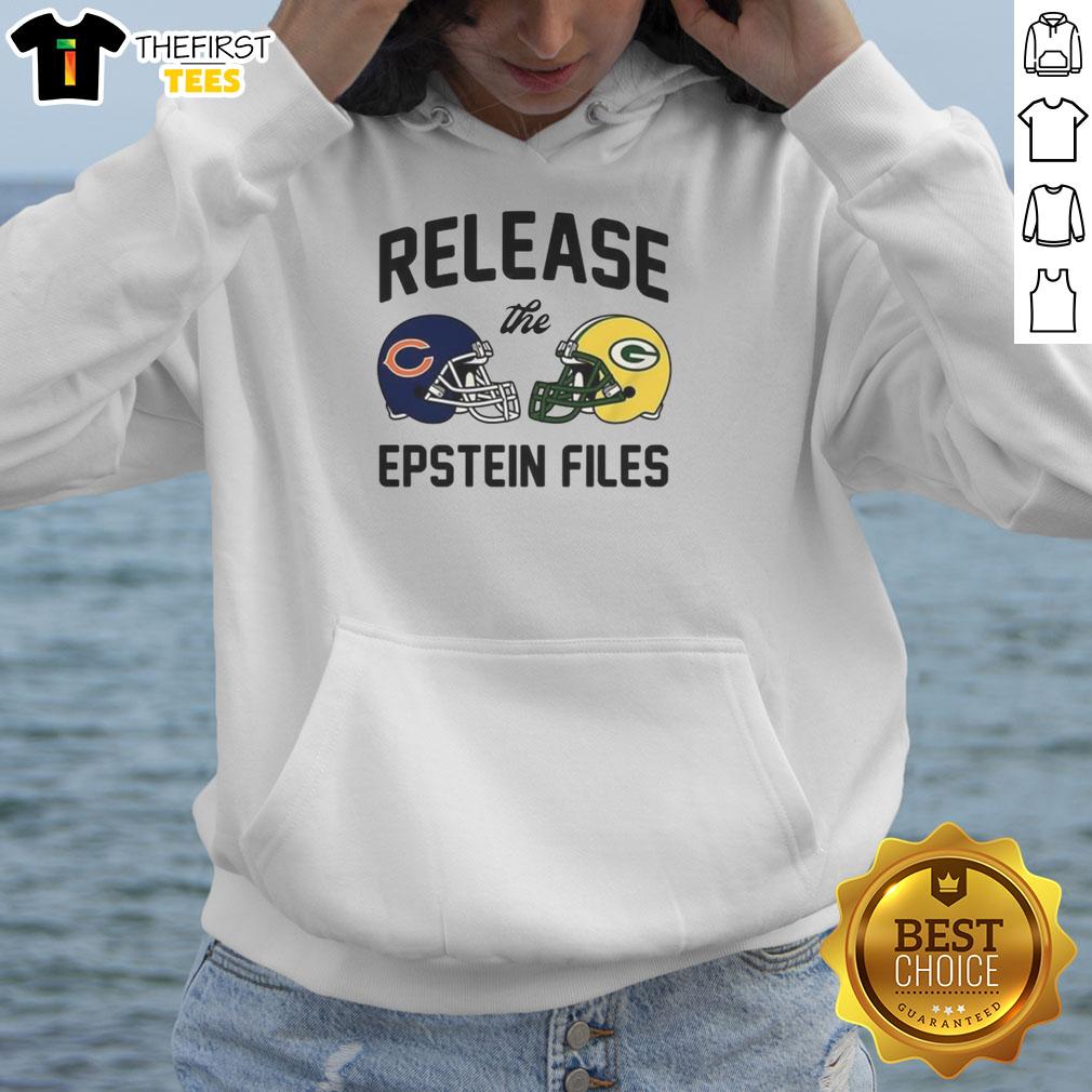 Alt Text: Good Chicago Bears vs Green Bay Packers hoodie featuring 'Release The Epstein Files' design, perfect for fans.