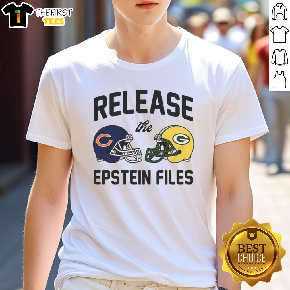Chicago Bears vs Green Bay Packers T-Shirt featuring 'Release The Epstein Files' design, perfect for NFL fans.