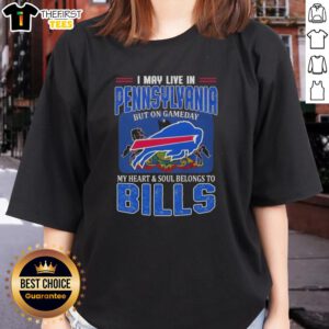 Buffalo Bills football flag on a ladies tee, showcasing pride for the team on game day in Pennsylvania.