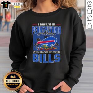 Alt Text: Buffalo Bills football flag sweatshirt, perfect for game day, showcasing team spirit in Pennsylvania.