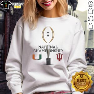 Miami Hurricanes vs Indiana Hoosiers 2026 CFP Champions fan logo sweatshirt, perfect for college football enthusiasts.
