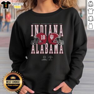 2026 Rose Bowl Game sweatshirt featuring Alabama vs Indiana helmet matchup design, perfect for football fans.