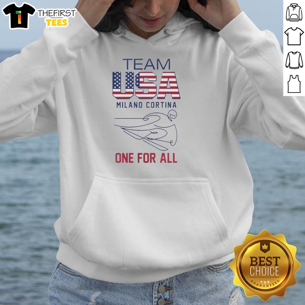 Alt Text: Nice Team USA Milano Cortina 2026 Olympics hoodie featuring logo and flag design, perfect for fans and supporters.