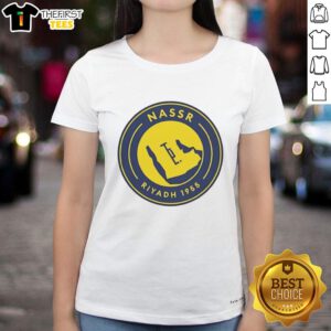 Official Al Nassr 1955 logo on a stylish ladies tee, showcasing team pride and heritage in vibrant colors.