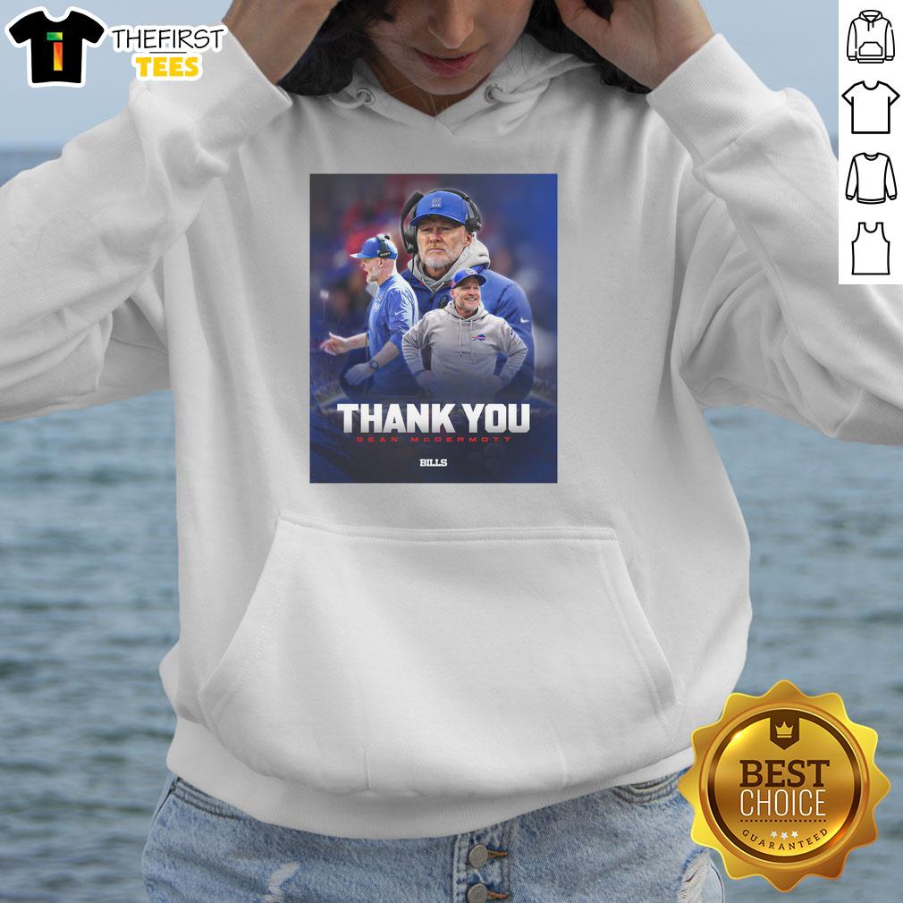 Official Bills Thank You Coach McDermott Hoodie in blue, showcasing team spirit and appreciation for Coach McDermott.
