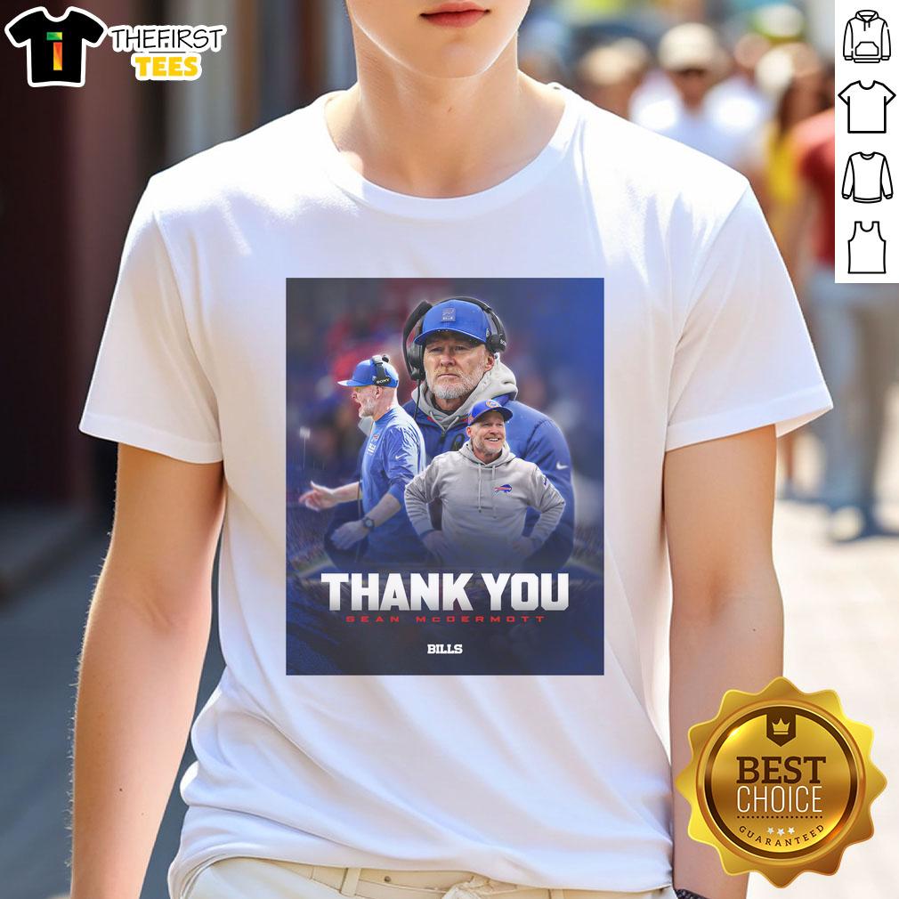 Official Bills Thank You Coach McDermott T-Shirt featuring team colors and logo, celebrating the coach's leadership.