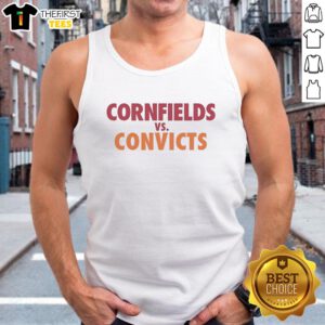 Official Cornfields vs Convicts Tank Top featuring bold graphics and a comfortable fit for fans of the iconic rivalry.
