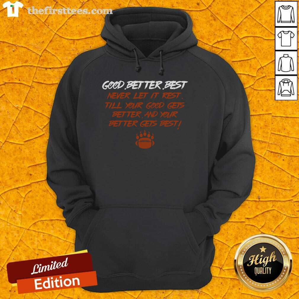 Official Good Better Best Bears Sports Football Hoodie in navy blue, perfect for fans and game day wear.