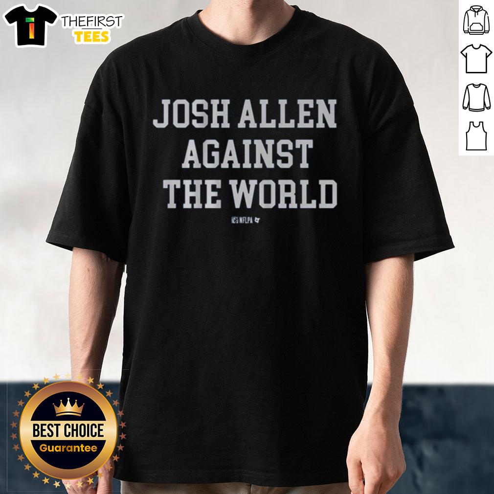 Official Josh Allen Against The World T-Shirt featuring bold graphic design, perfect for Buffalo Bills fans and sports enthusiasts.