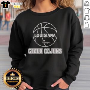 Official Louisiana Ragin' Men's Basketball Chick-fil-A Geaux Cajuns sweatshirt featuring team colors and logo.