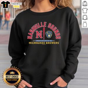Official Nashville Sounds sweatshirt, proud affiliate of the Milwaukee Brewers, featuring team colors and logo.