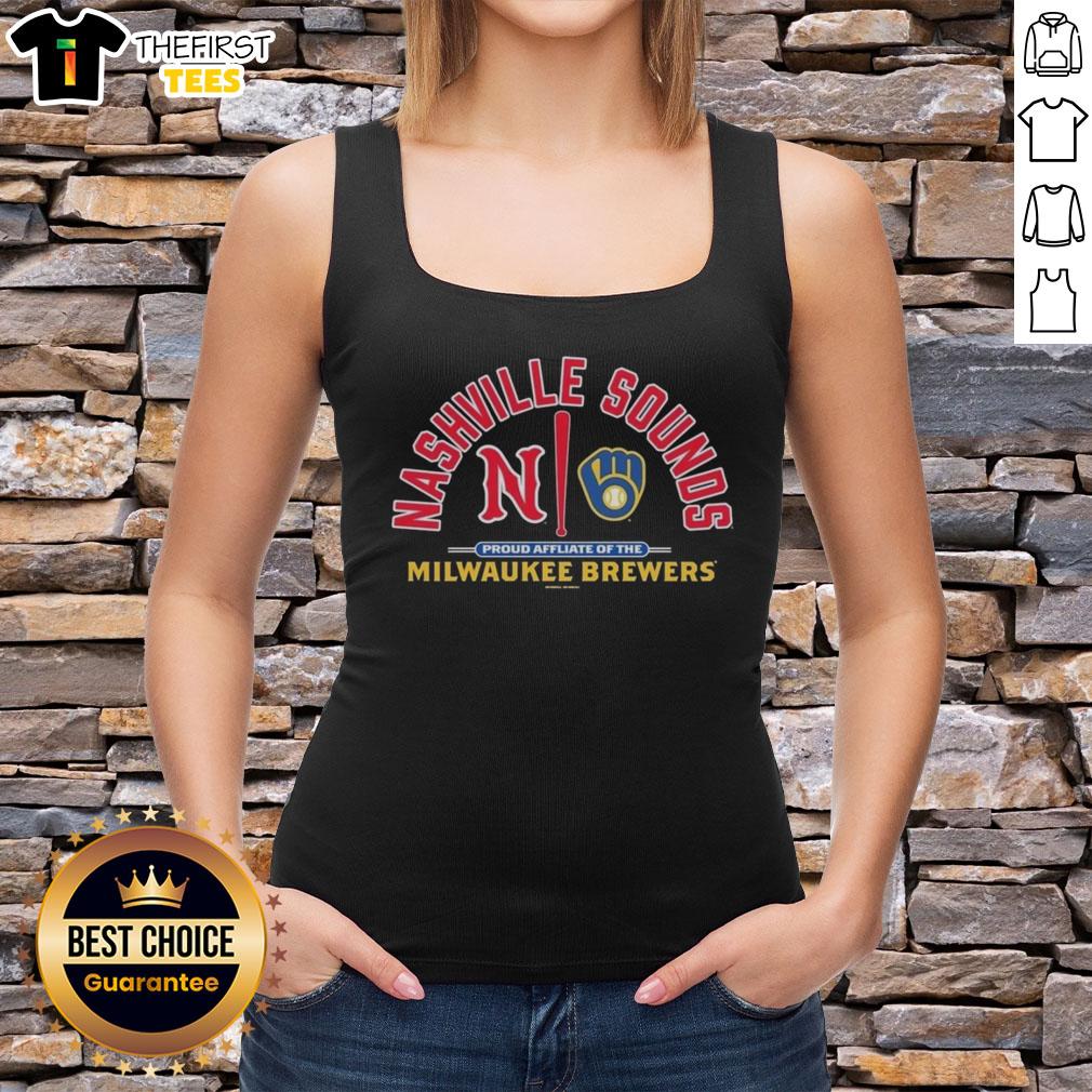 Official Nashville Sounds tank top featuring Milwaukee Brewers logo for proud affiliates, perfect for baseball fans.