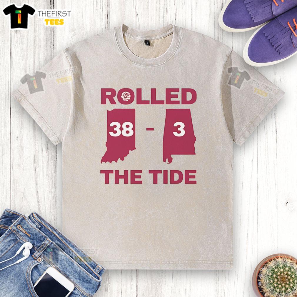 Official Rolled The Tide 38-3 Alabama Football Victory Washed T-Shirt showcasing team pride in stylish design.