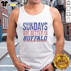 Buffalo Bills tank top featuring 'Official Sunday Are Better' design, perfect for game day and fan apparel.