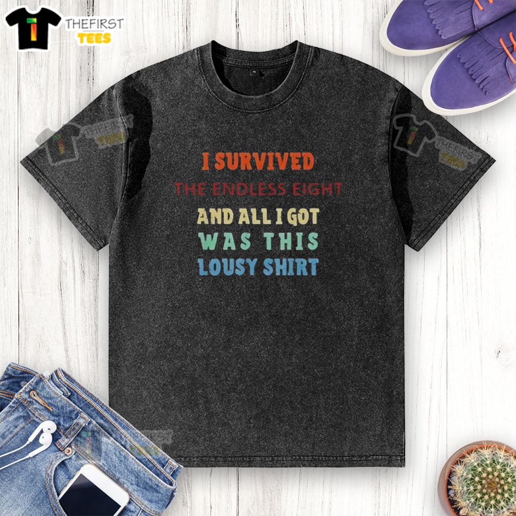 Washed t-shirt featuring 'I Survived The Endless Eight' graphic, perfect for fans of anime and pop culture.