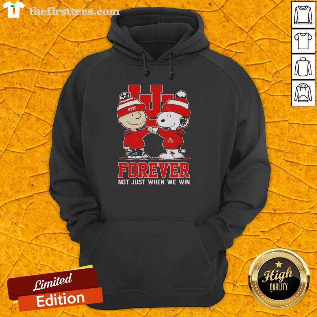 Alt Text: Original Peanut Snoopy and Charlie Brown hoodie featuring Utah Utes design, Forever, Not Just When We Win.
