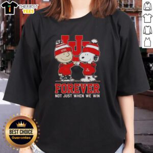Alt Text: Original Peanut Snoopy and Charlie Brown Utah Utes Forever tee for ladies, perfect for fans celebrating victory.