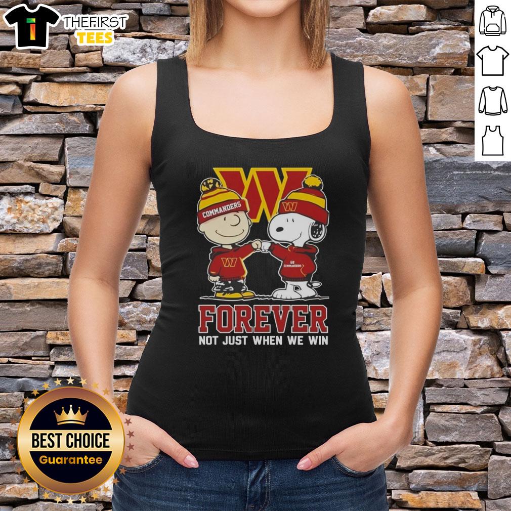 Original Peanut Snoopy Charlie Brown tank top for Washington Commanders fans: 'Forever Not Just When We Win' design.