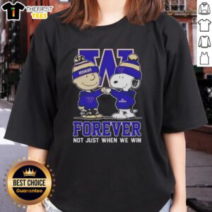 Original Peanut Snoopy Charlie Brown Washington Huskies Forever tee for ladies, celebrating team spirit beyond wins.