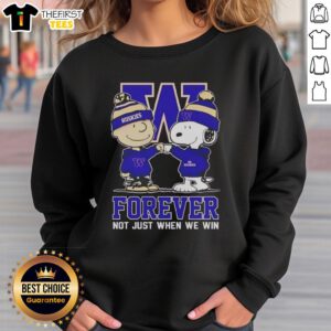 Original Peanut Snoopy and Charlie Brown sweatshirt featuring Washington Huskies Forever design, perfect for fans.