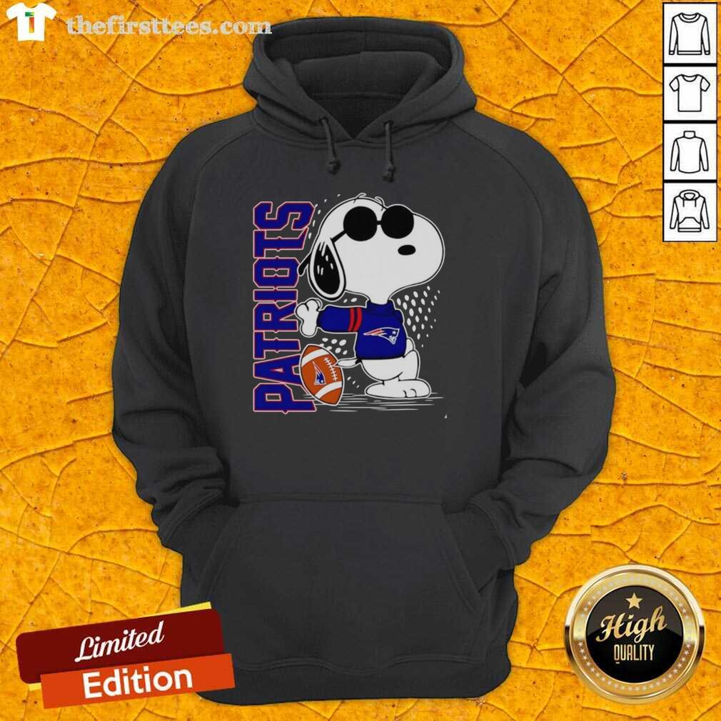 Alt Text: Original Peanuts Snoopy X New England Patriots football hoodie featuring Snoopy in team colors and logo.